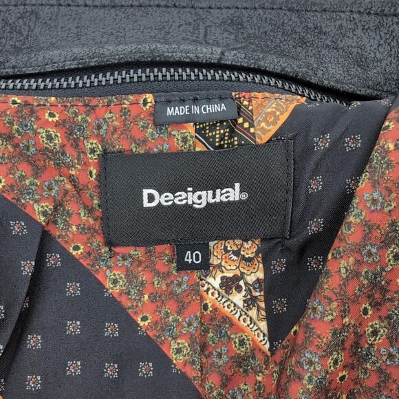 Desigual Millet Women's Black Front Zipper Motorcycle Jacket - US Size 6 - NWT - Picture 7 of 16